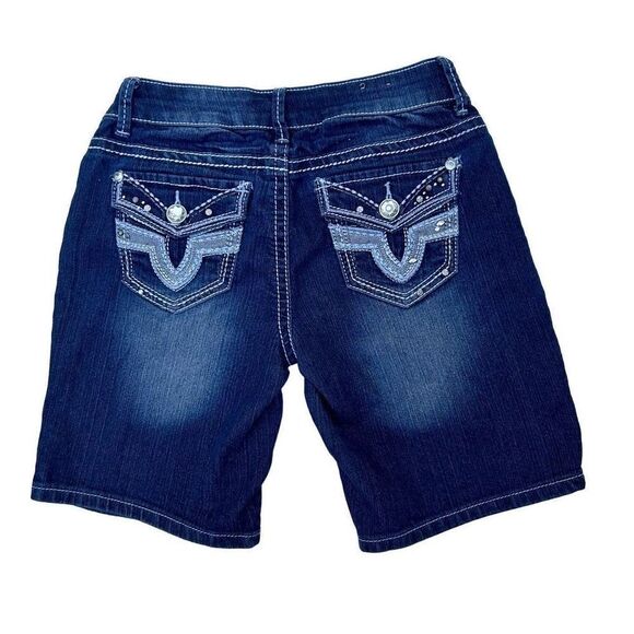 Apollo Juniors Size 5/6 Mid-Rise Blue Embroidered Bermuda Shorts - Picture 2 of 9